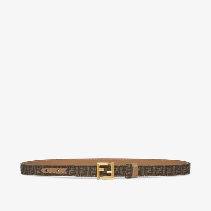 Fendi Belts FF Belt Brown FF Jacquard And Beige Leather Reversible Belt 8211 Women Fendi Belts FF Belt Brown FF Jacquard And Beige Leather Reversible Belt 8211 Women