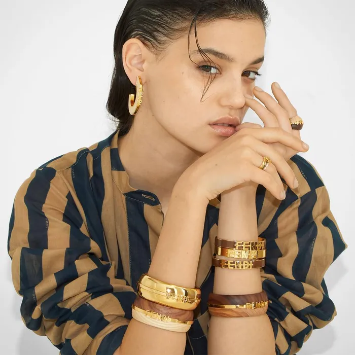 Fendi Bracelets Fendigraphy Bracelet Brown Wood Bracelet 8211 Women