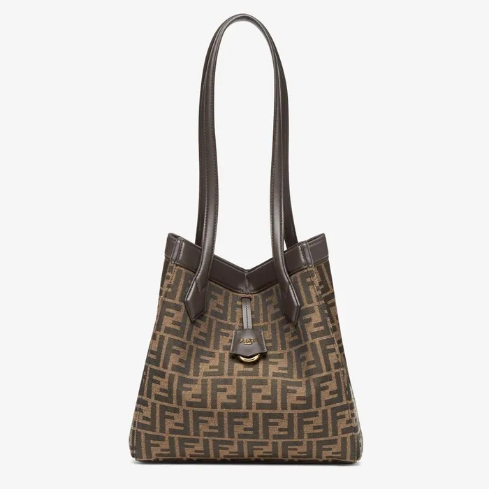 Fendi Bucket Bags Fendi Origami Medium Brown FF Jacquard Fabric Bag 8211 Women Fendi Bucket Bags Fendi Origami Medium Brown FF Jacquard Fabric Bag 8211 Women