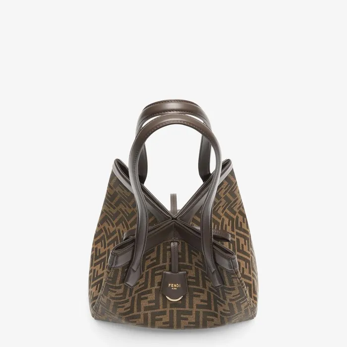 Fendi Bucket Bags Fendi Origami Medium Brown FF Jacquard Fabric Bag 8211 Women