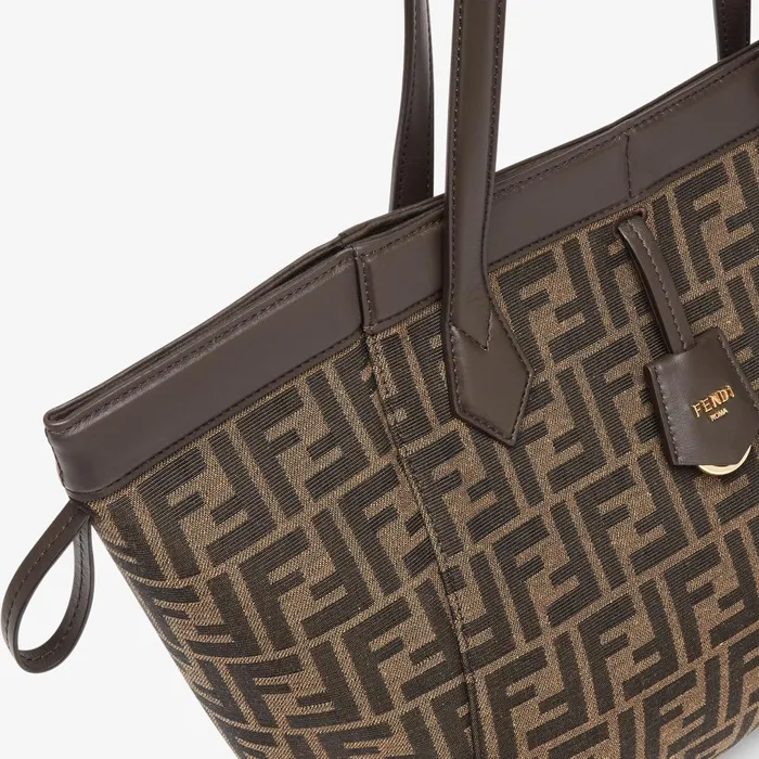 Fendi Bucket Bags Fendi Origami Medium Brown FF Jacquard Fabric Bag 8211 Women