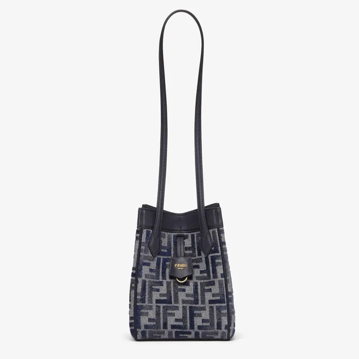 Fendi Bucket Bags Fendi Origami Mini Transformable Dark Blue FF Chenille Minibag 8211 Women Fendi Bucket Bags Fendi Origami Mini Transformable Dark Blue FF Chenille Minibag 8211 Women