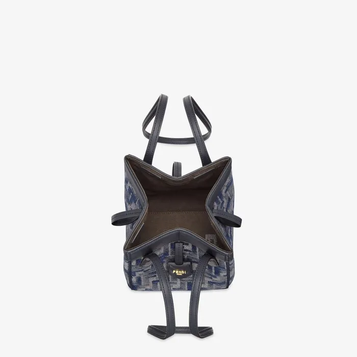 Fendi Bucket Bags Fendi Origami Mini Transformable Dark Blue FF Chenille Minibag 8211 Women