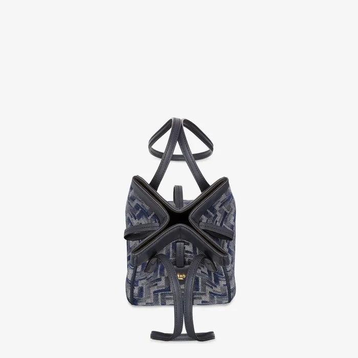 Fendi Bucket Bags Fendi Origami Mini Transformable Dark Blue FF Chenille Minibag 8211 Women