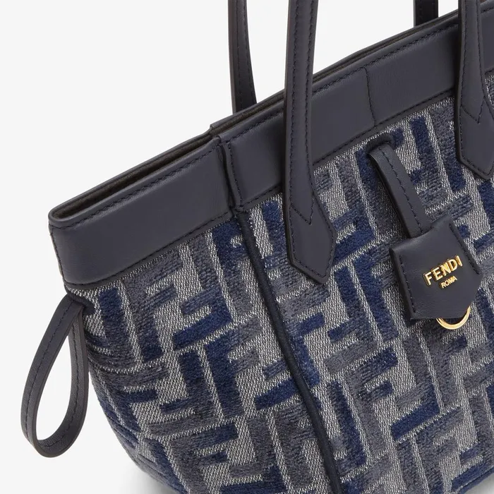 Fendi Bucket Bags Fendi Origami Mini Transformable Dark Blue FF Chenille Minibag 8211 Women