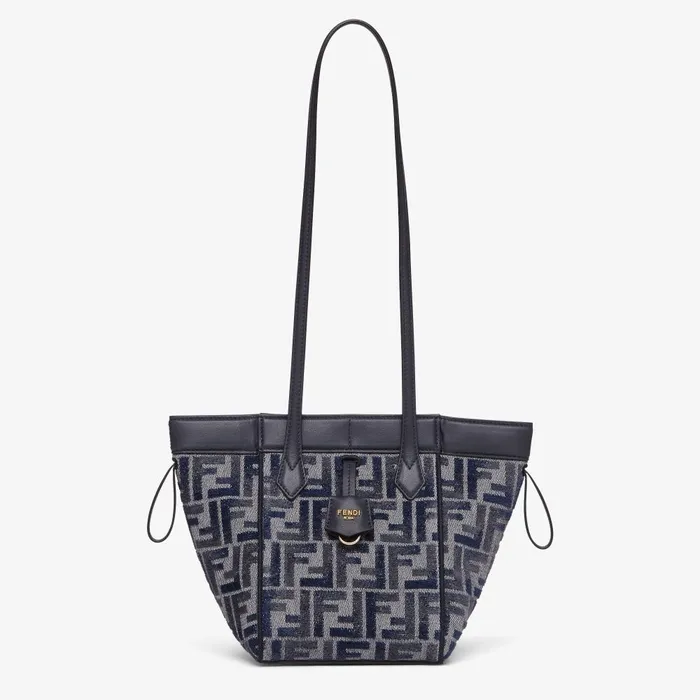 Fendi Bucket Bags Fendi Origami Mini Transformable Dark Blue FF Chenille Minibag 8211 Women