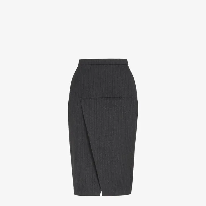 Fendi Coordinated Sets Skirt Pinstriped Black Wool Skirt 8211 Women