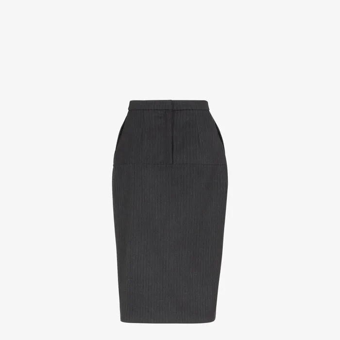 Fendi Coordinated Sets Skirt Pinstriped Black Wool Skirt 8211 Women