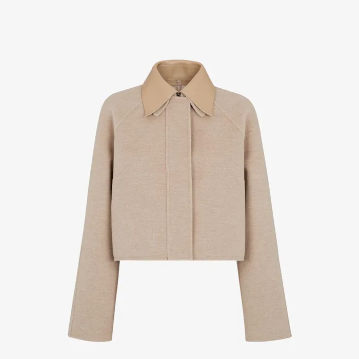 Fendi Jackets Blouson Beige Wool Jacket 8211 Women