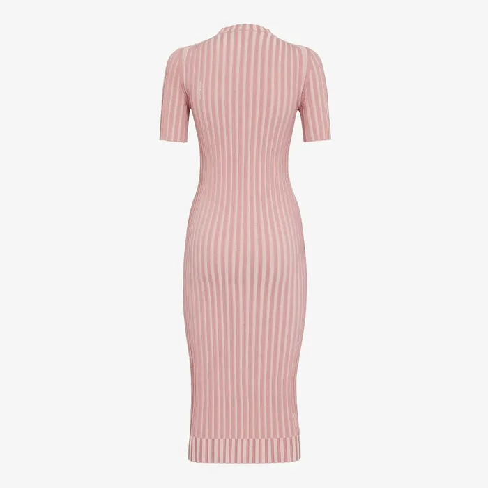 Fendi Knitwear Dress Pale Pink Cotton Dress 8211 Women