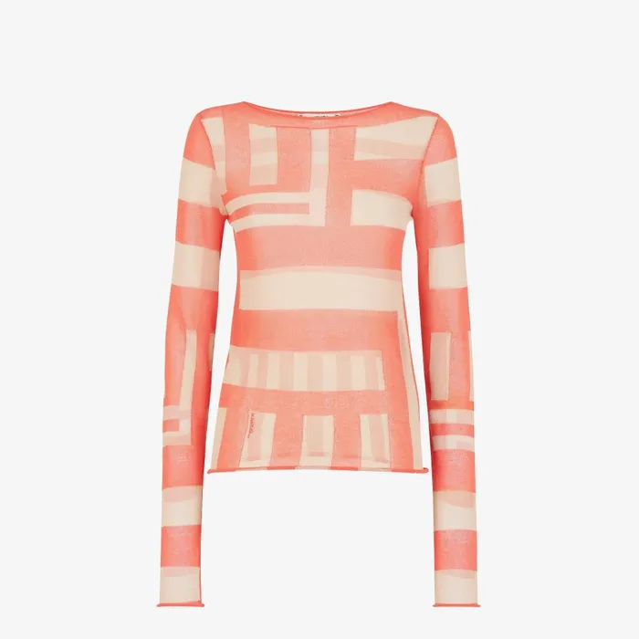 Fendi Knitwear Sweater Salmon Pink Inlaid Cotton Jumper 8211 Women
