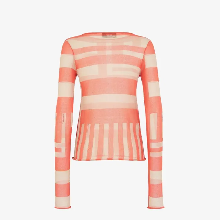 Fendi Knitwear Sweater Salmon Pink Inlaid Cotton Jumper 8211 Women