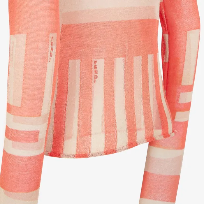 Fendi Knitwear Sweater Salmon Pink Inlaid Cotton Jumper 8211 Women