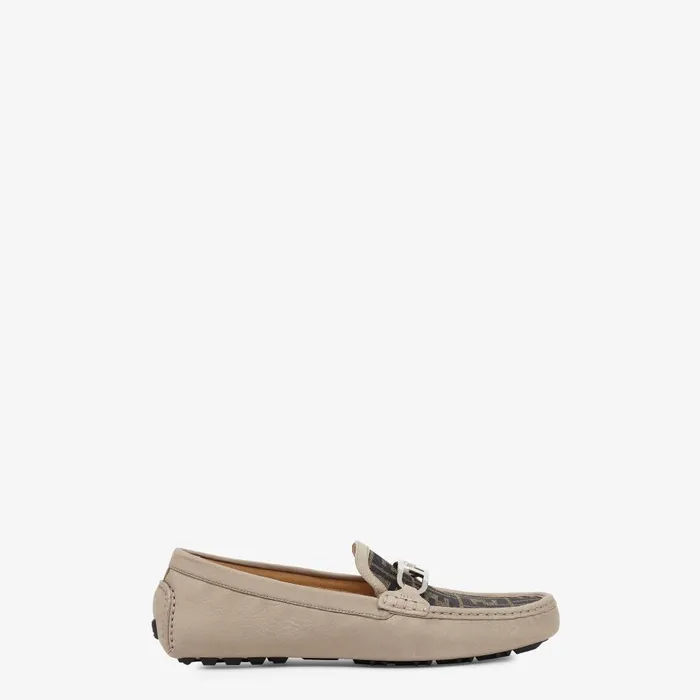 Fendi Loafers and Drivers Fendi O039Lock Driving Shoes Beige Nubuck Leather Loafers 8211 Men