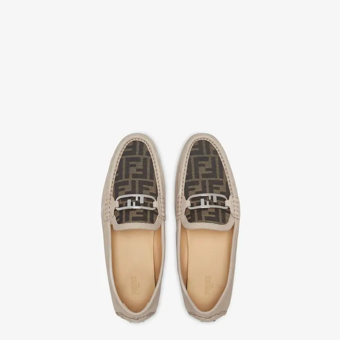 Fendi Loafers and Drivers Fendi O039Lock Driving Shoes Beige Nubuck Leather Loafers 8211 Men