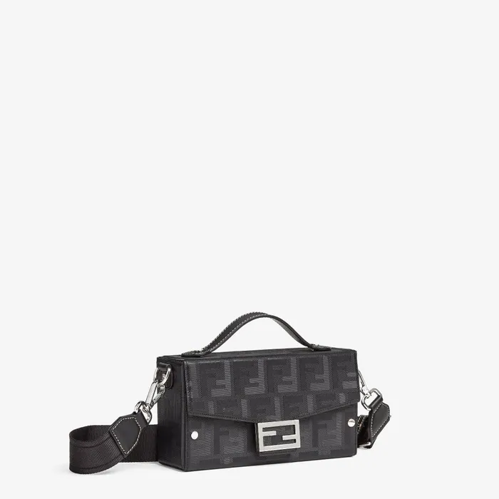 Fendi Messenger Bags Soft Trunk Baguette Black Leather Bag 8211 Men