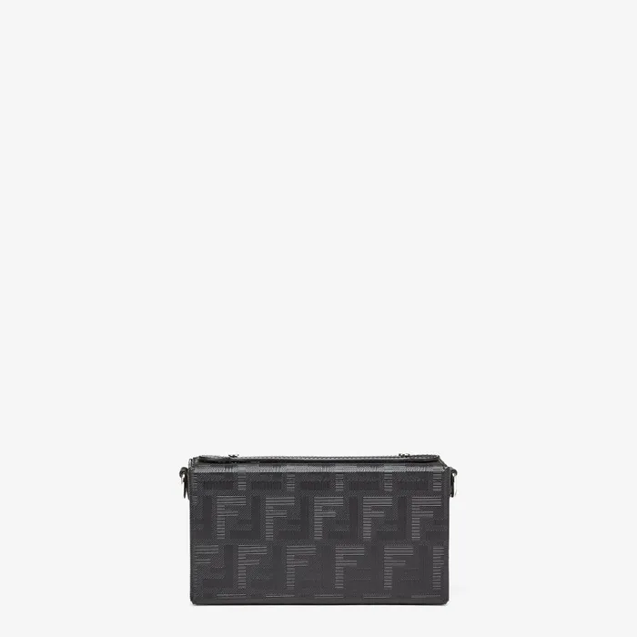 Fendi Messenger Bags Soft Trunk Baguette Black Leather Bag 8211 Men