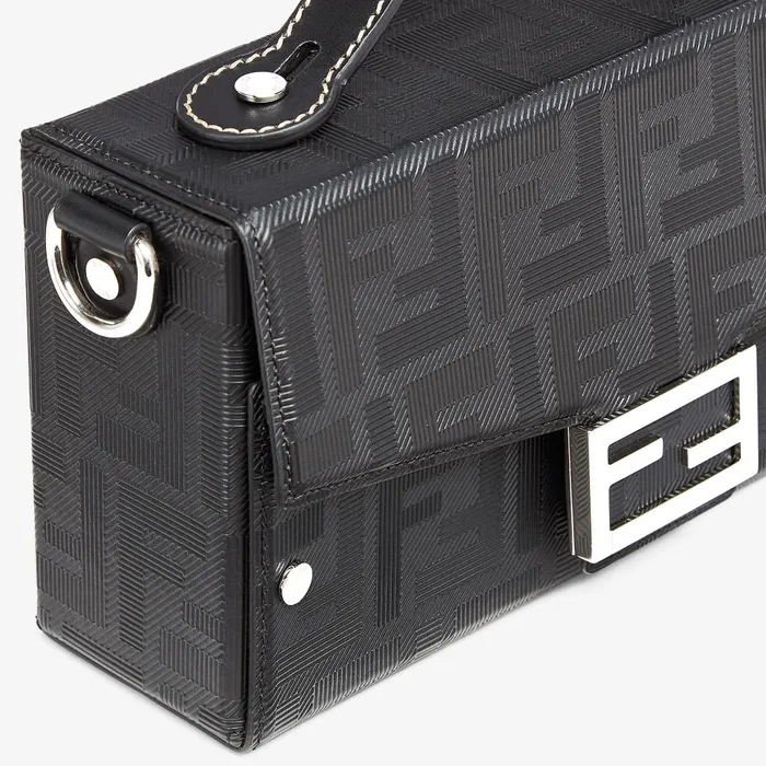 Fendi Messenger Bags Soft Trunk Baguette Black Leather Bag 8211 Men