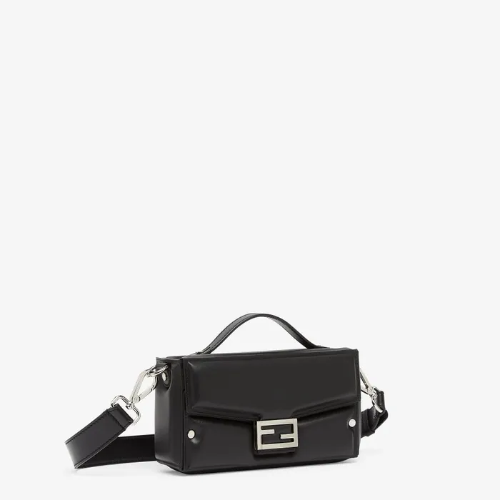 Fendi Messenger Bags Soft Trunk Baguette Black Padded Nappa Leather Bag 8211 Men