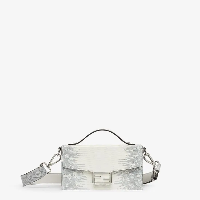 Fendi Messenger Bags Soft Trunk Baguette White Lizard Bag 8211 Men