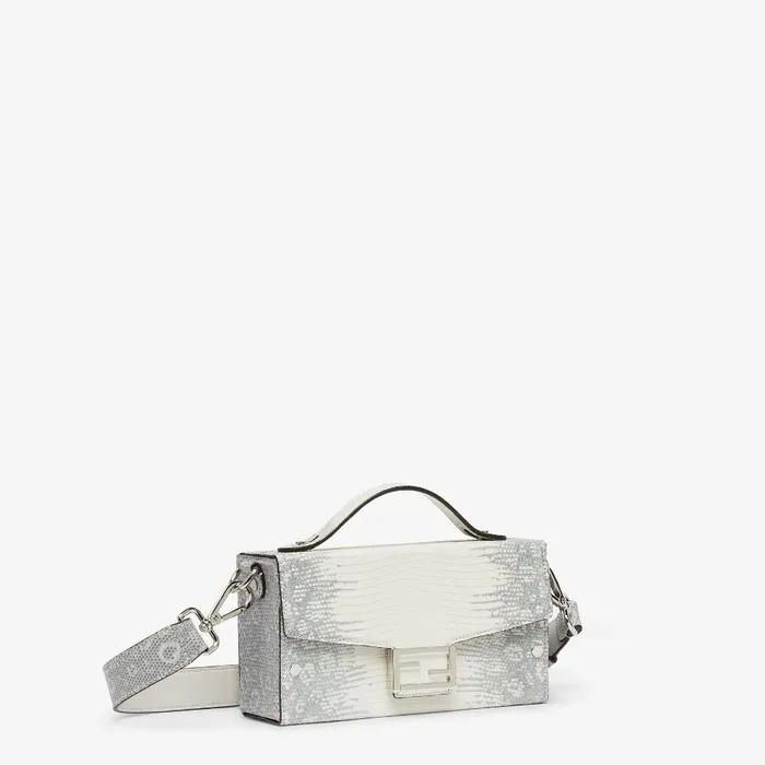 Fendi Messenger Bags Soft Trunk Baguette White Lizard Bag 8211 Men