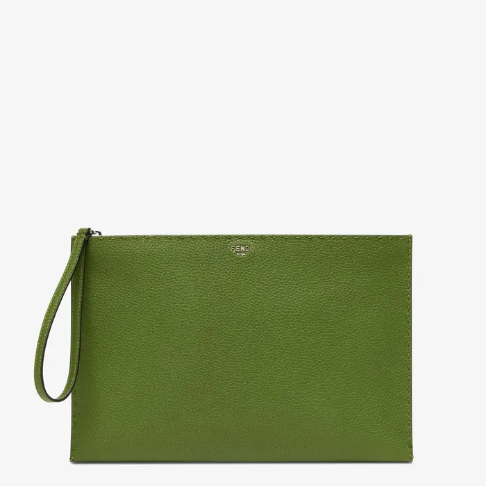 Fendi Mini Bags Selleria Flat Pouch Medium Green Selleria Pouch With 196 Handsewn Topstitches 8211 Men Fendi Mini Bags Selleria Flat Pouch Medium Green Selleria Pouch With 196 Handsewn Topstitches 8211 Men