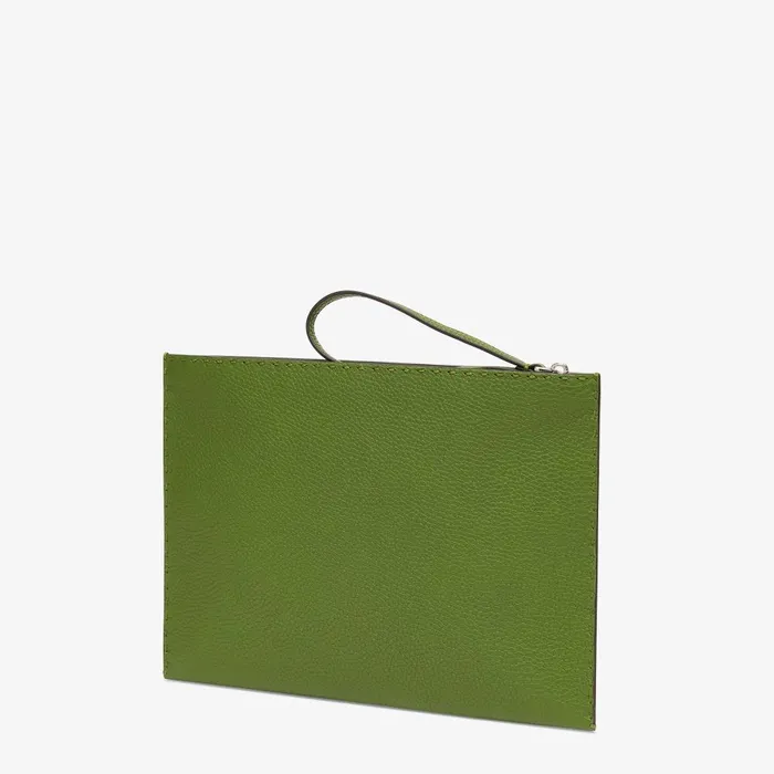 Fendi Mini Bags Selleria Flat Pouch Medium Green Selleria Pouch With 196 Handsewn Topstitches 8211 Men