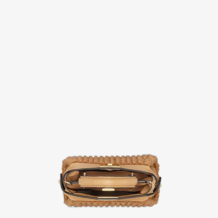 Fendi Miniature Bags Nano Peekaboo Beige Sheepskin Miniature Bag 8211 Women