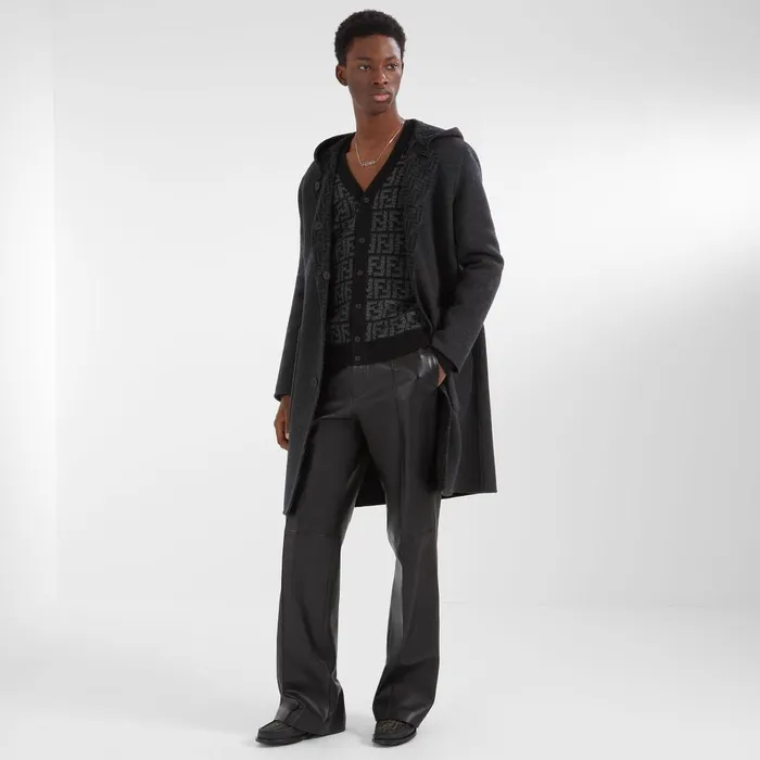 Fendi Outerwear Duffel Coat Gray Wool Coat 8211 Men