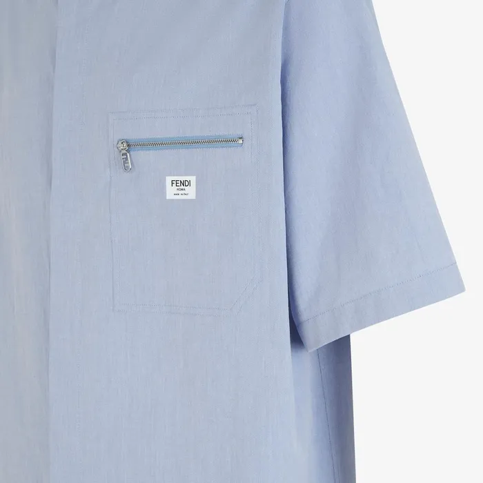 Fendi Shirts Shirt Blue Cotton Shirt 8211 Men
