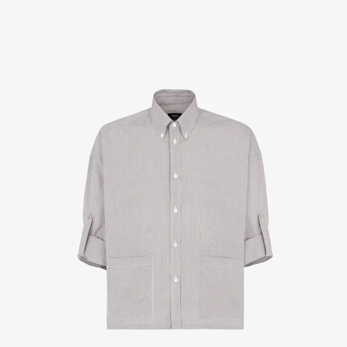 Fendi Shirts Shirt Brown Striped Cotton Shirt 8211 Men