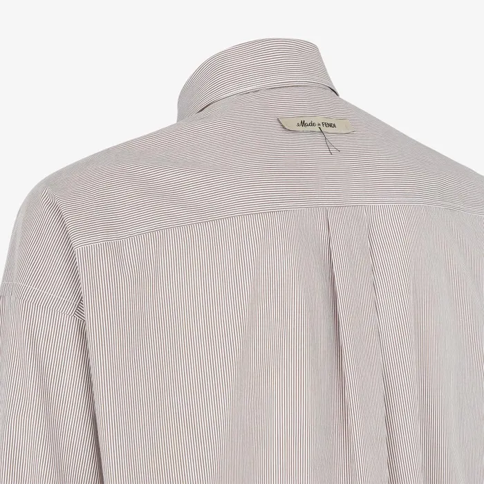 Fendi Shirts Shirt Brown Striped Cotton Shirt 8211 Men