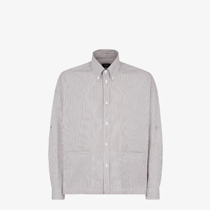Fendi Shirts Shirt Brown Striped Cotton Shirt 8211 Men