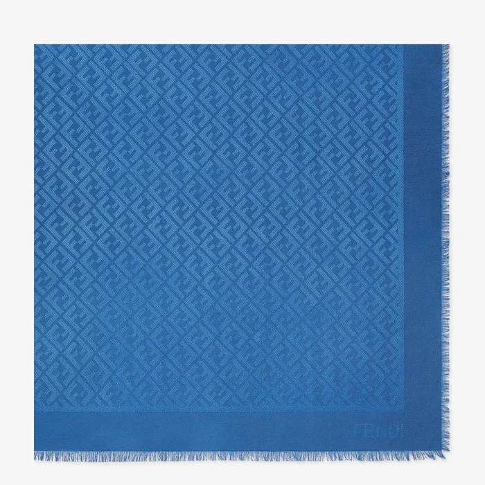 Fendi Silk Scarves FF Shawl Blue Silk And Wool Shawl 8211 Women