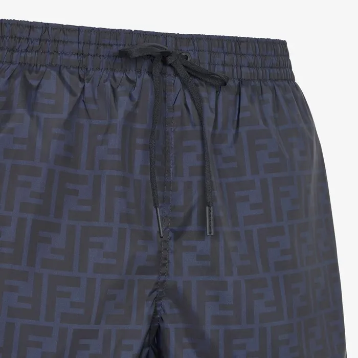 Fendi Swimwear Swim Shorts Blue FF Nylon Swim Shorts 8211 Men