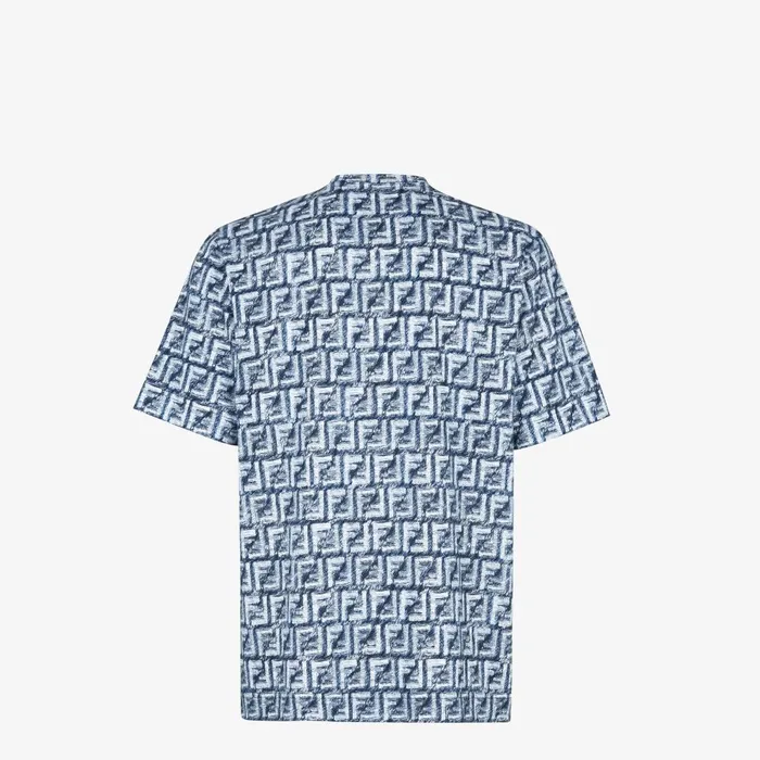 Fendi Tshirts and Polos TShirt Blue FF Cotton Tshirt 8211 Men