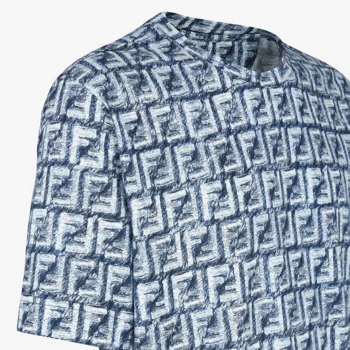 Fendi Tshirts and Polos TShirt Blue FF Cotton Tshirt 8211 Men