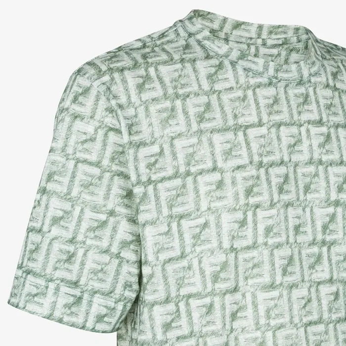 Fendi Tshirts and Polos TShirt Green FF Cotton Tshirt 8211 Men