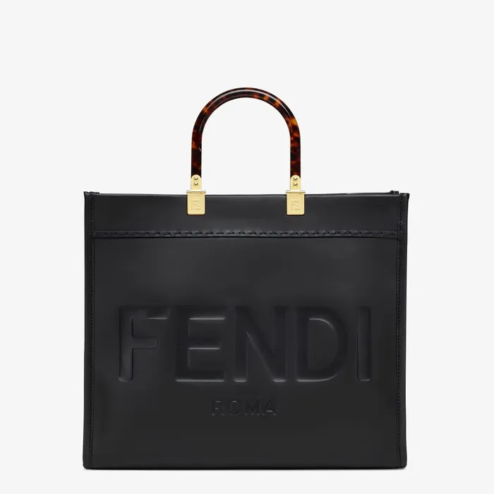 Fendi Tote Bags Fendi Sunshine Medium Black Leather Shopper 8211 Women