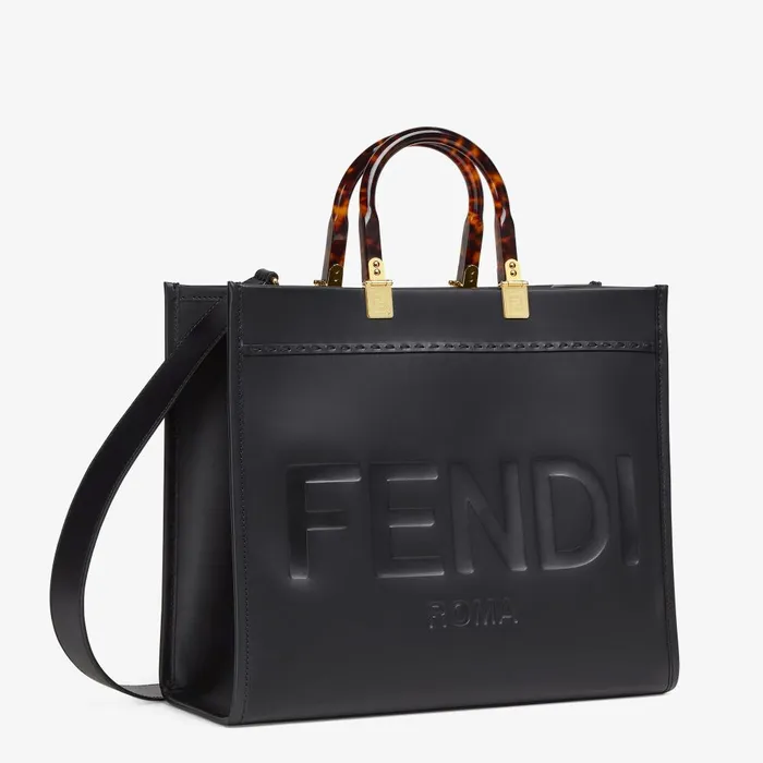 Fendi Tote Bags Fendi Sunshine Medium Black Leather Shopper 8211 Women