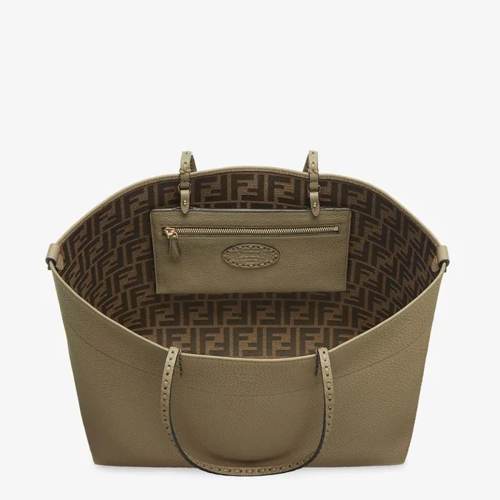 Fendi Tote Bags Medium Roll Bag Green Selleria Shopper With 218 Handsewn Topstitches 8211 Women