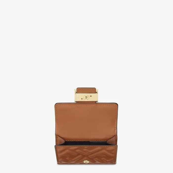 Fendi Wallets Baguette Micro Trifold Brown Nappa Leather Wallet 8211 Women