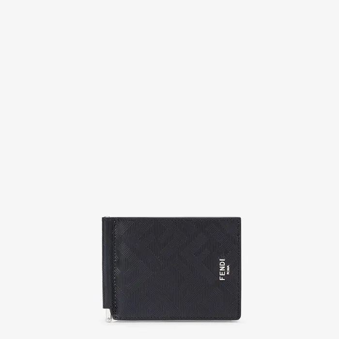Fendi Wallets Fendi Shadow Card Holder Black Leather Money Clip 8211 Men