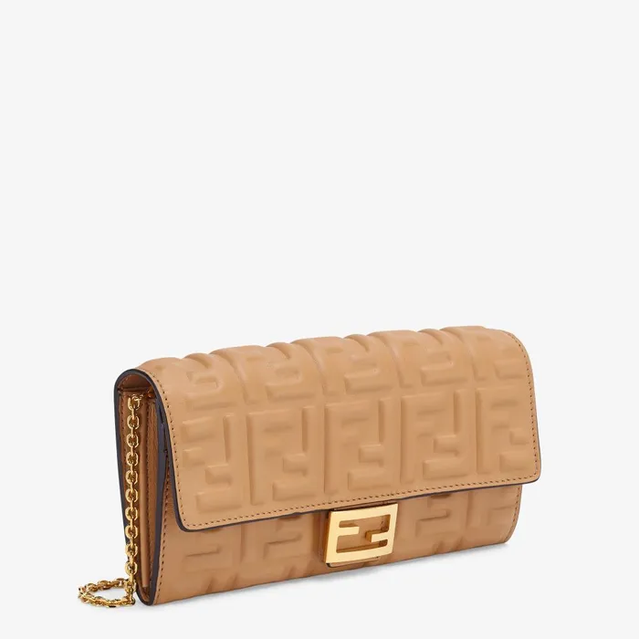 Fendi Wallets On Chain Baguette Continental Wallet With Chain Beige Nappa Leather Wallet 8211 Women