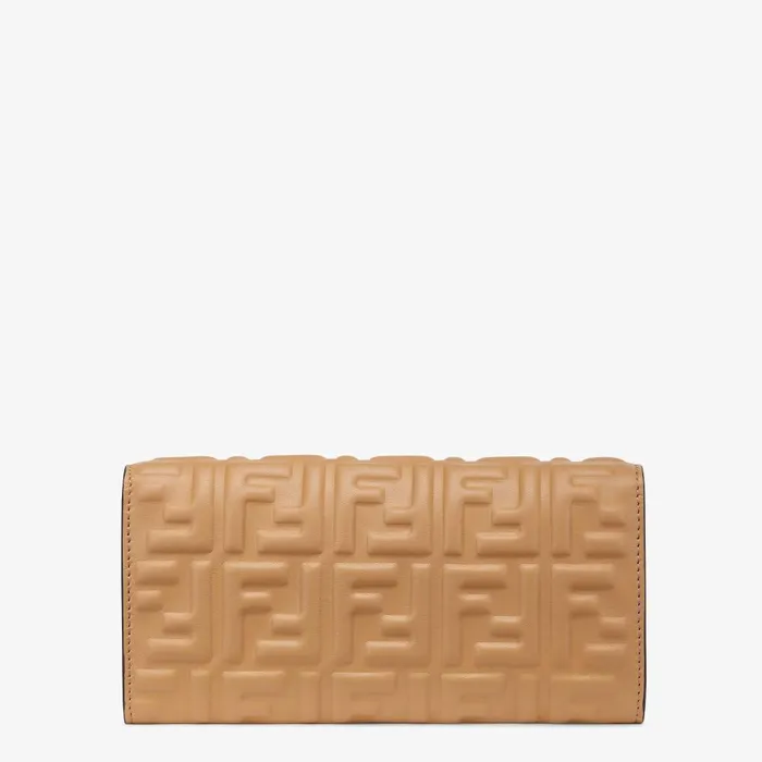 Fendi Wallets On Chain Baguette Continental Wallet With Chain Beige Nappa Leather Wallet 8211 Women