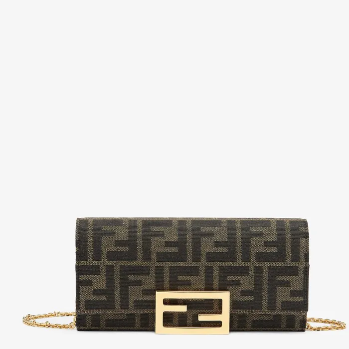 Fendi Wallets On Chain Continental With Chain Brown Fabric Wallet 8211 Women