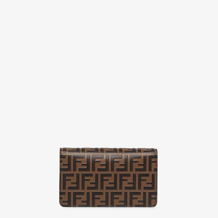 Fendi Wallets On Chain FF Diamonds Wallet On Chain Brown And Black FF Leather Wallet 8211 Women