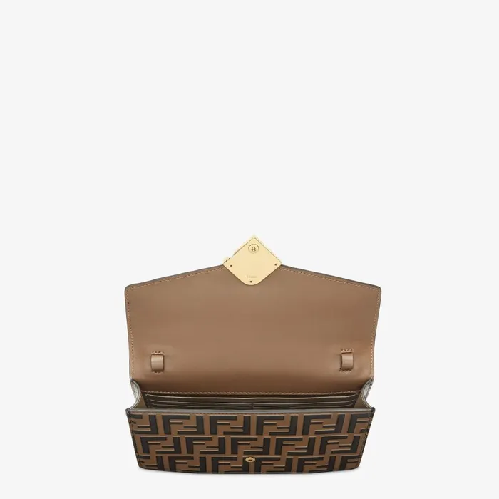Fendi Wallets On Chain FF Diamonds Wallet On Chain Brown And Black FF Leather Wallet 8211 Women