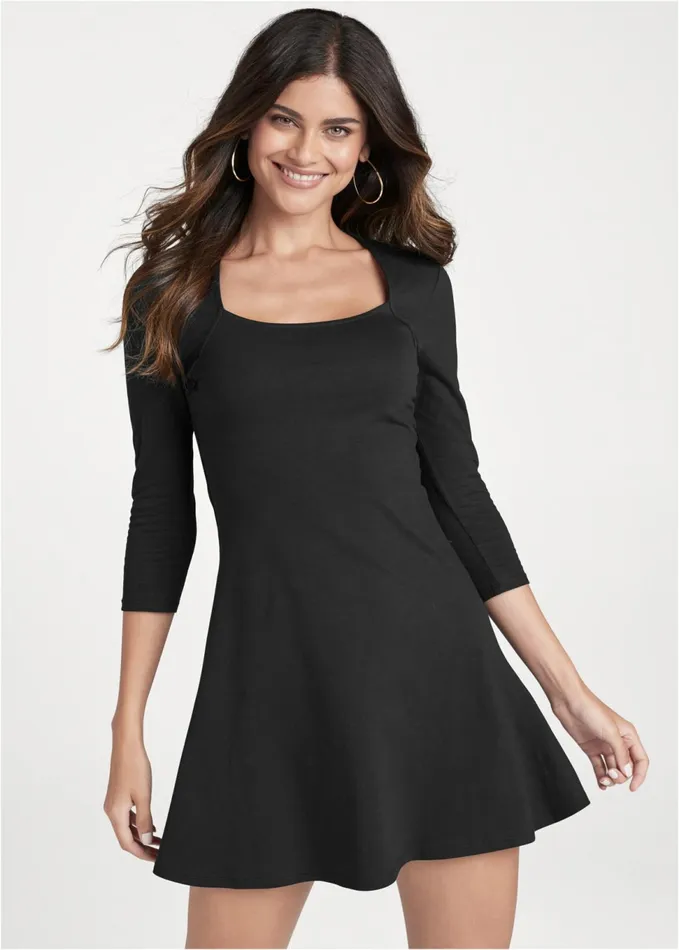 FIT AND FLARE DRESS Black Women VENUS Casual Dresses