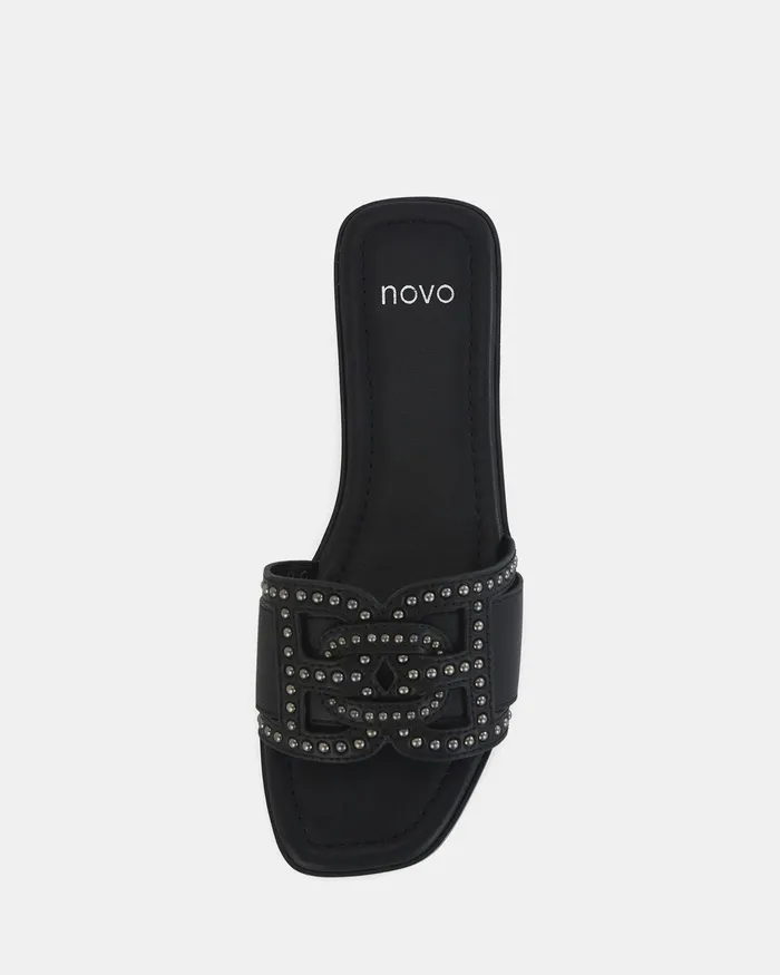 Flat Sandals NOVO Shoes Women SCANDI BLACK Sandals